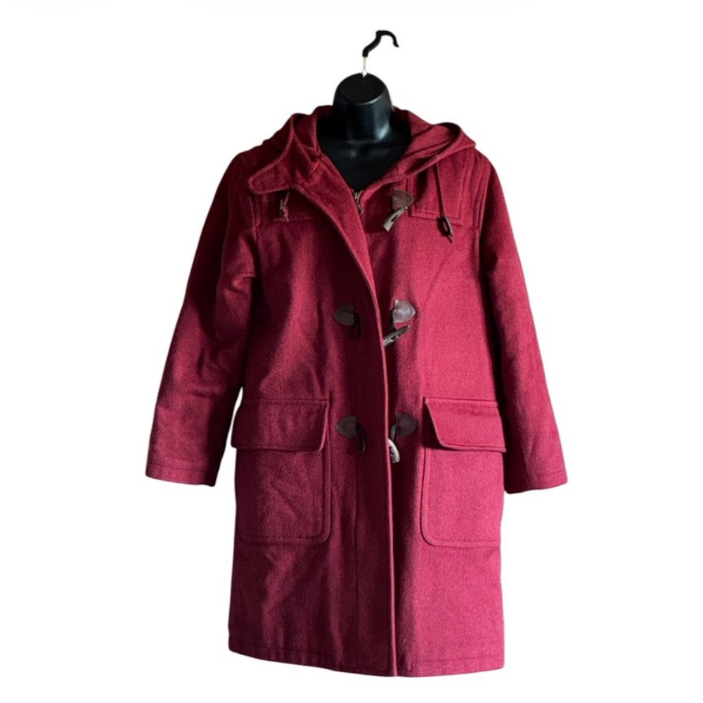 Land’s End Red Hooded Pea Coat